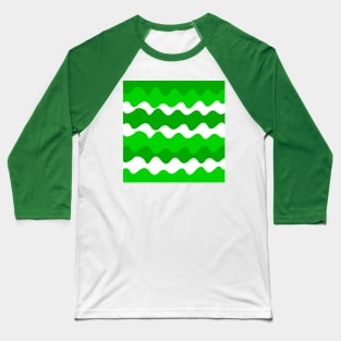 Green and white horizontal waves pattern Baseball T-Shirt